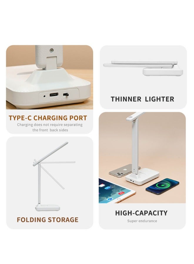 كيو لايت مصباح مكتب LED لحماية العين، مصباح طاولة قابل لإعادة الشحن بثلاثة ألوان، مصباح طاولة يعمل باللمس قابل للتعتيم، مصابيح بجانب السرير، مصباح مرن قابل لإعادة الشحن بمنفذ USB، ضوء ليلي للمكتب للقراءة والعمل والدراسة - Image 2